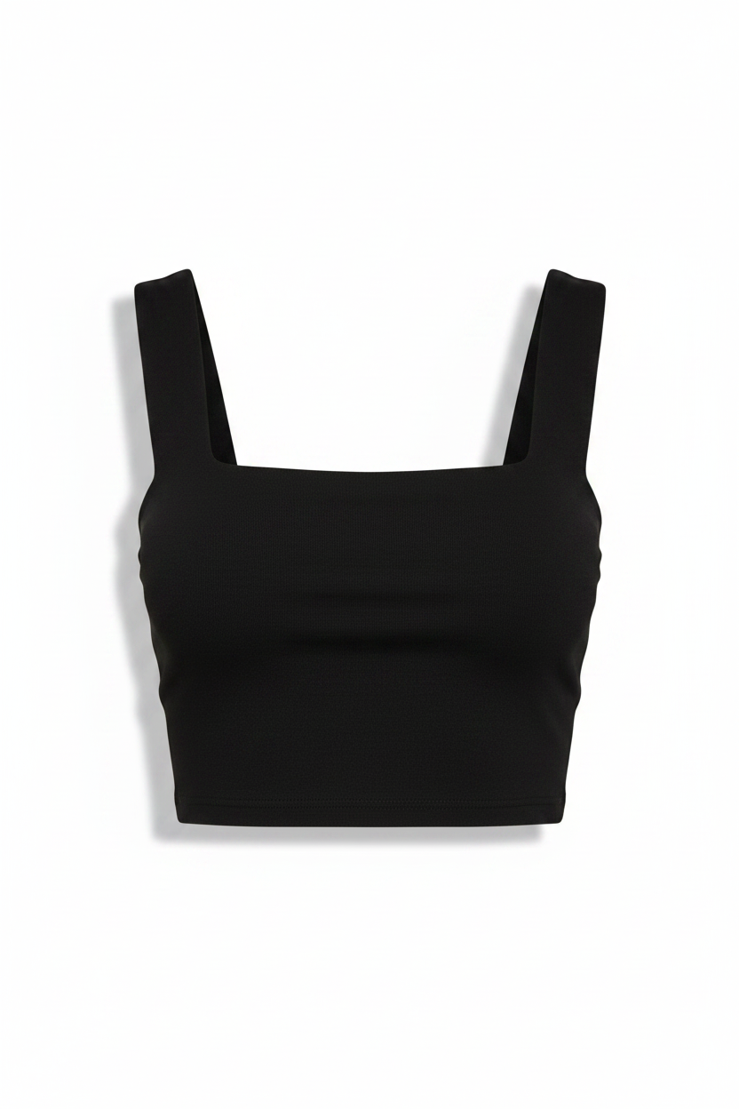 Square Neck Backless Crop Cami | High Stretch Sleeveless Tank Top