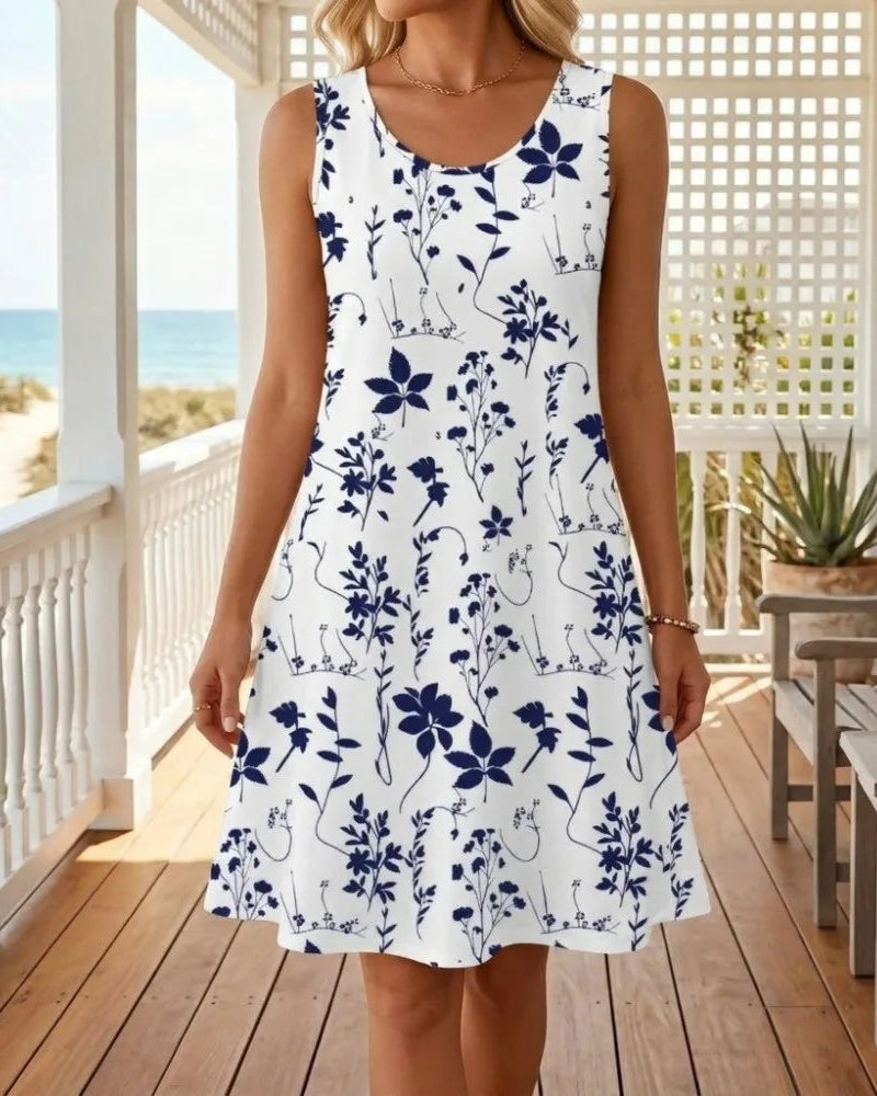 Loose Fit Sleeveless Floral Summer Dress