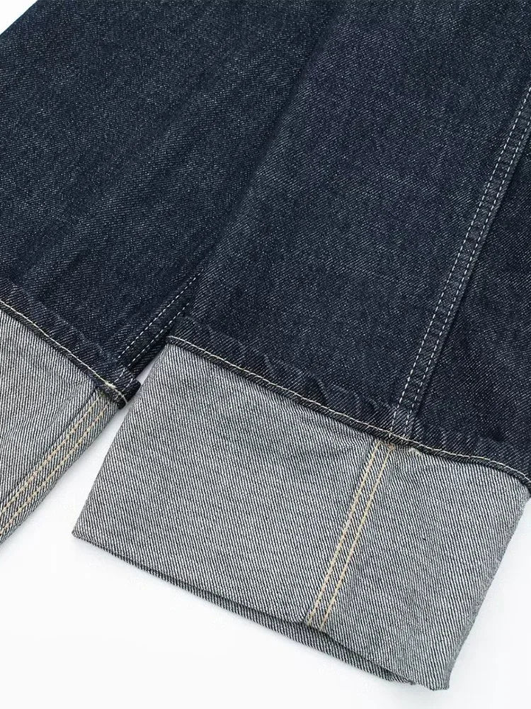 Vintage Lapel Denim Jacket | Single Breasted Long Sleeve with Pockets
