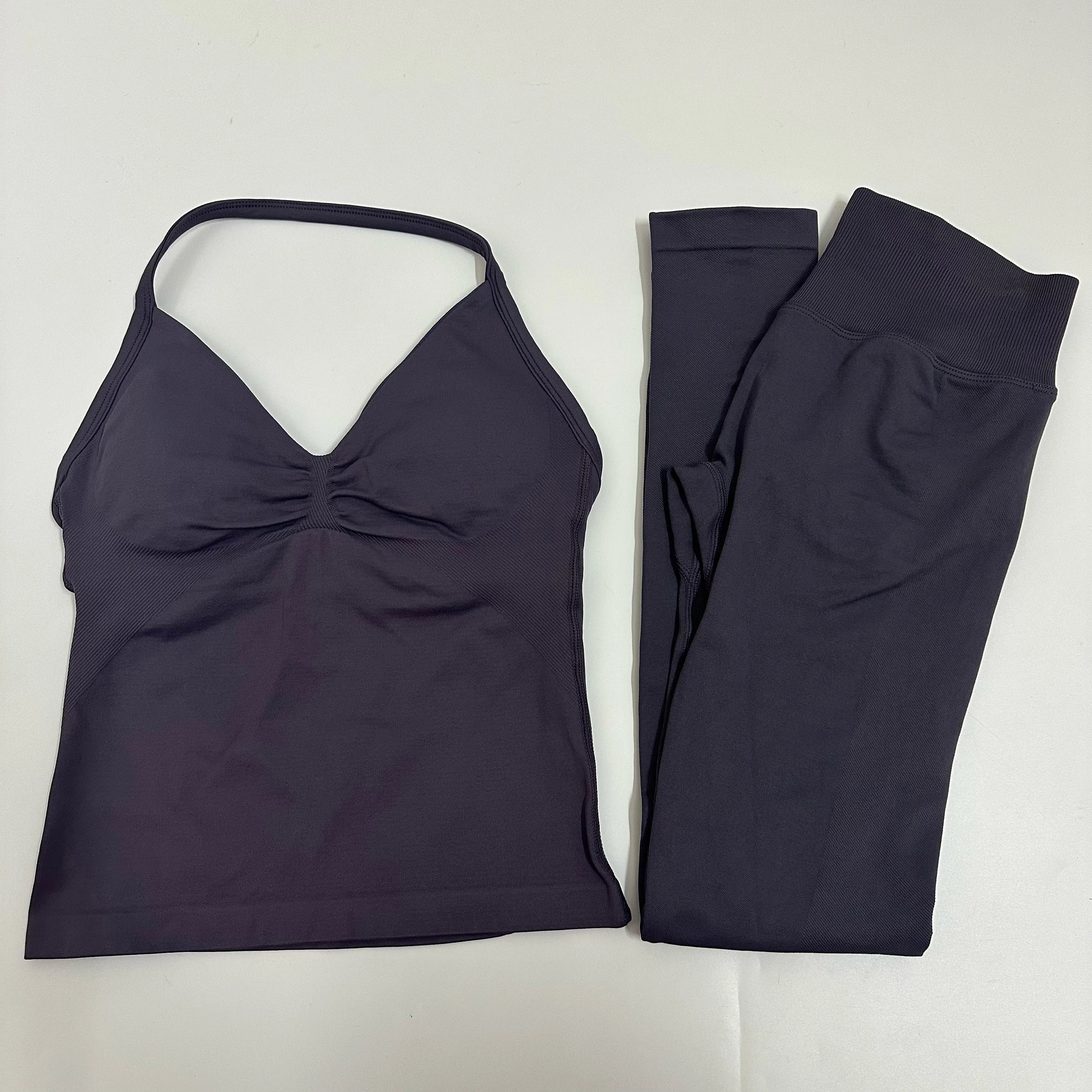 2-Piece Yoga Set - Backless Tank High Waist