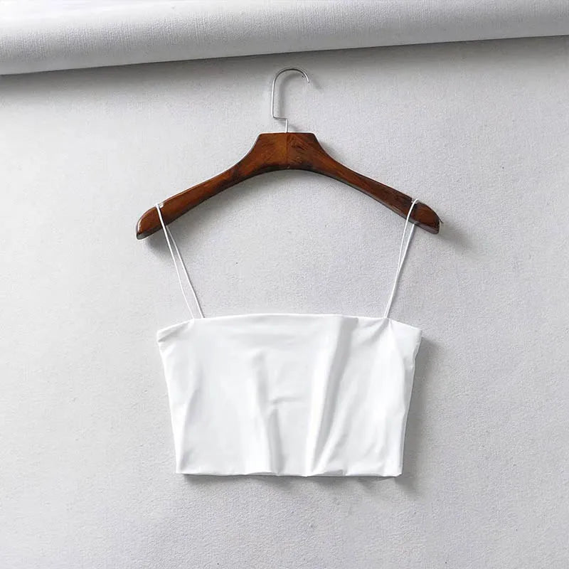 Cotton Elastic Sleeveless Crop Cami | Streetwear Solid Top