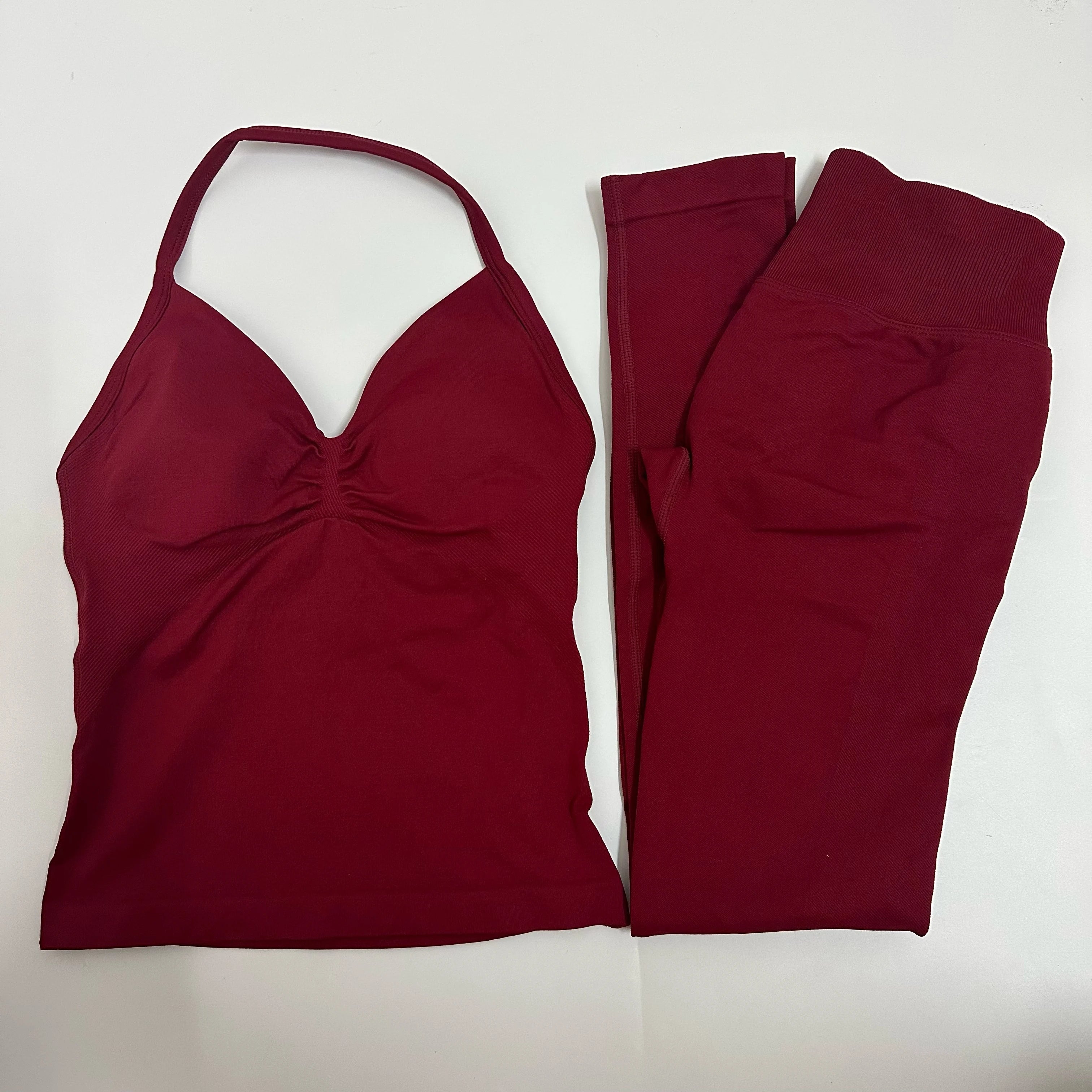 2-Piece Yoga Set - Backless Tank High Waist