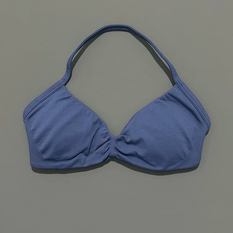 High Support Strappy Sports Bra | Seamless Scrunch Push-Up Yoga Tank