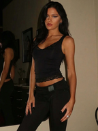 Dulzura Lace Ruffle Backless Tank Top | Square Neck Y2K Party Camisole