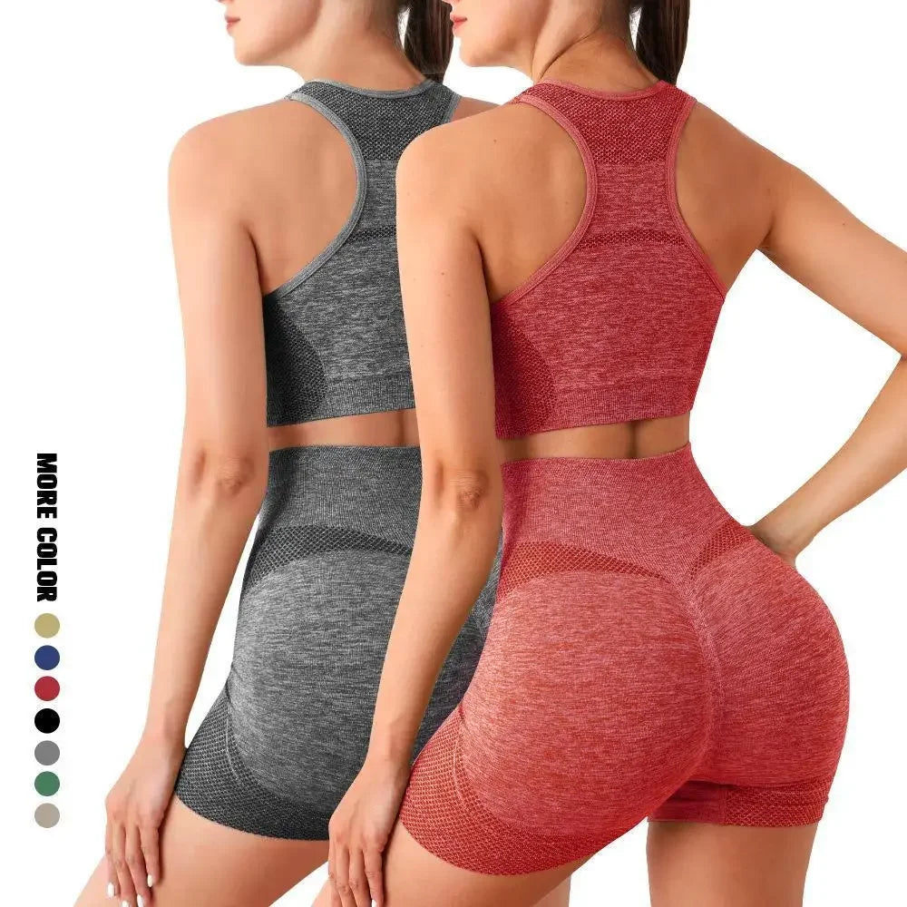 Seamless Sports Bra & Gym Shorts Set | Quick-Dry Yoga Activewear