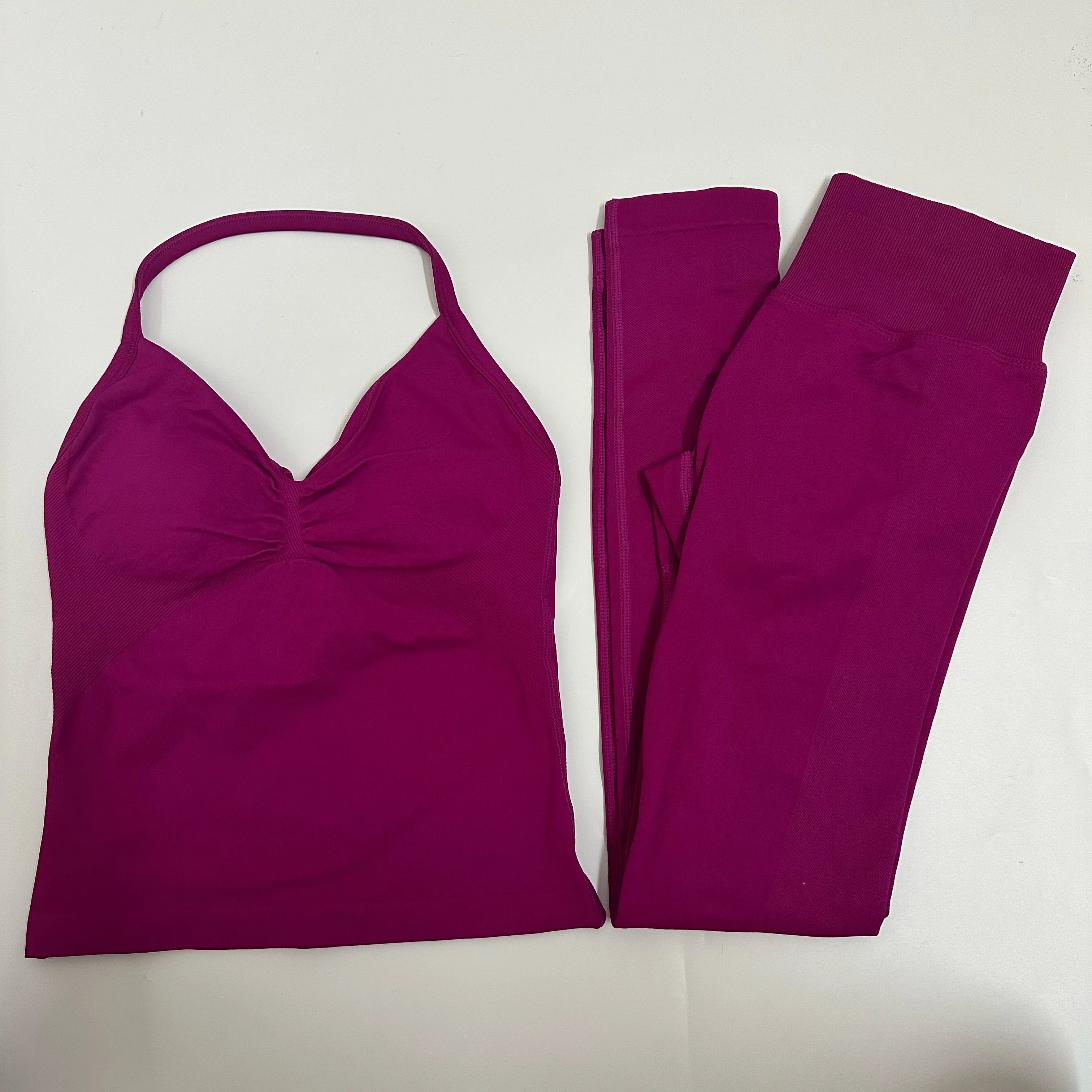 2-Piece Yoga Set - Backless Tank High Waist