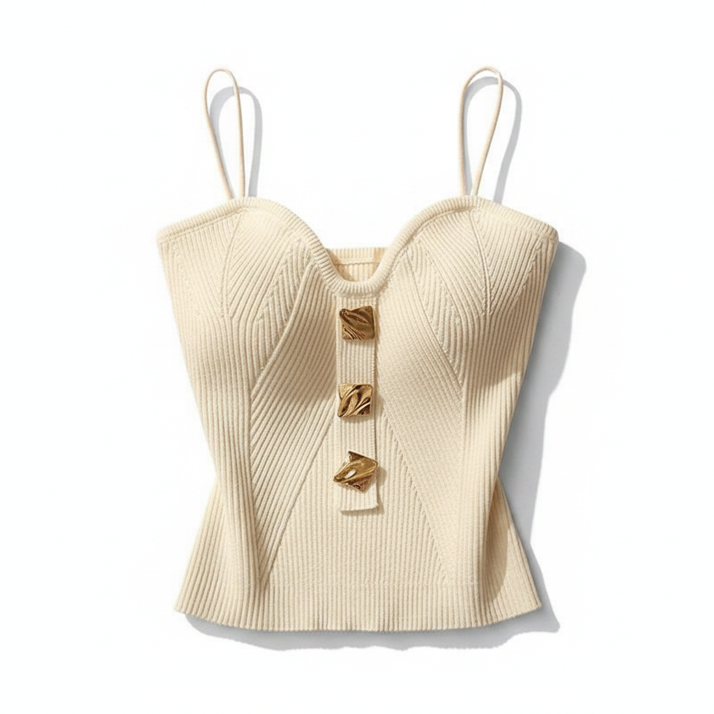 Cross-Knit Suspender Camisole | French Style Slim Fit Tank Top