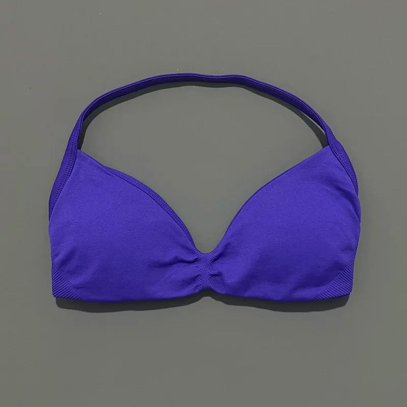 High Support Strappy Sports Bra | Seamless Scrunch Push-Up Yoga Tank