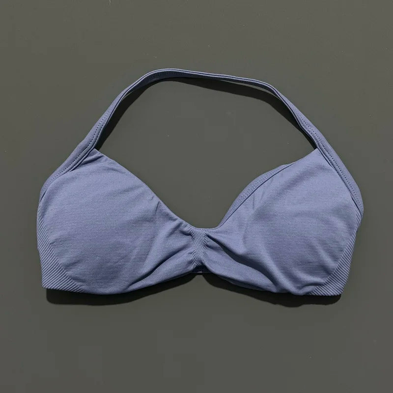 High Support Strappy Sports Bra | Seamless Scrunch Push-Up Yoga Tank