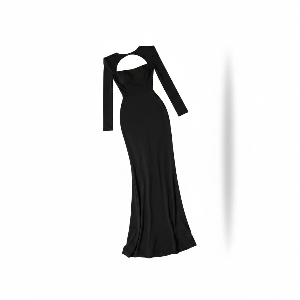 Long Sleeve Mermaid Prom Gown | Vintage Satin Formal Evening Dress