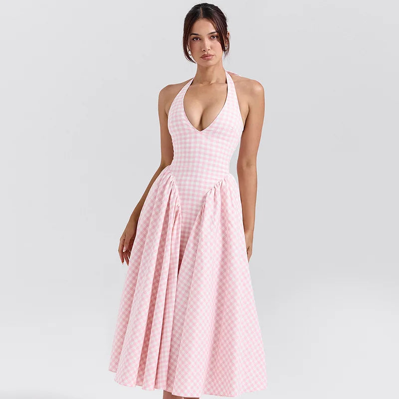 Backless V-Neck Long Dress - Sleeveless Party