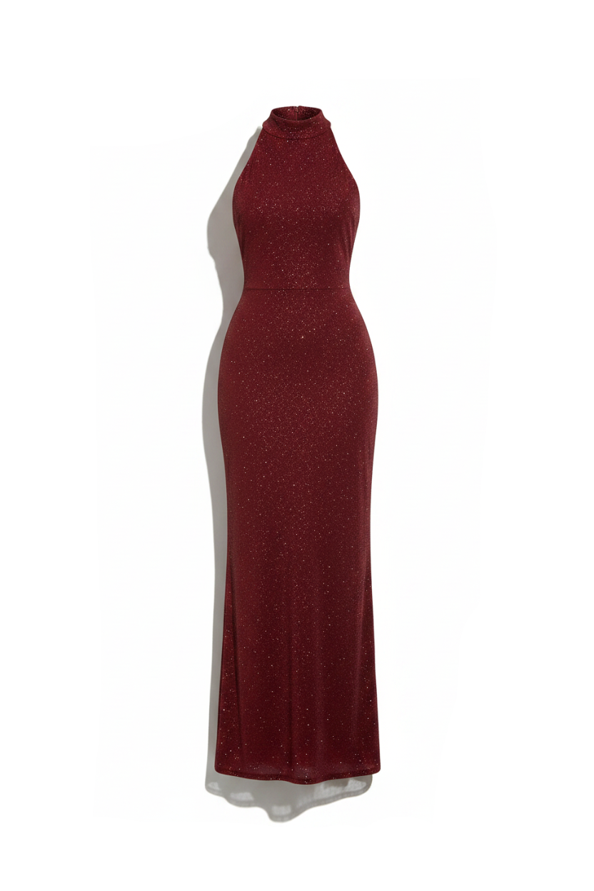 Sequin Turtleneck Bodycon Maxi Dress | Sleeveless Sheath Evening Gown