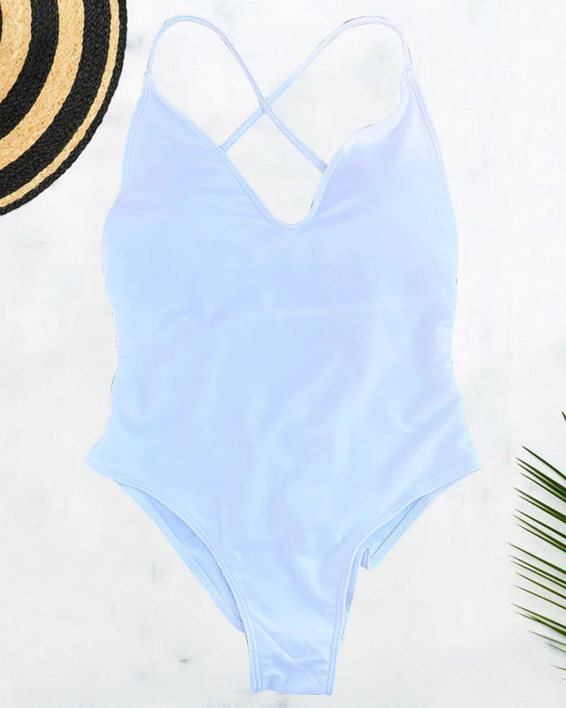 Solid Bodysuit One-Piece Swimsuit