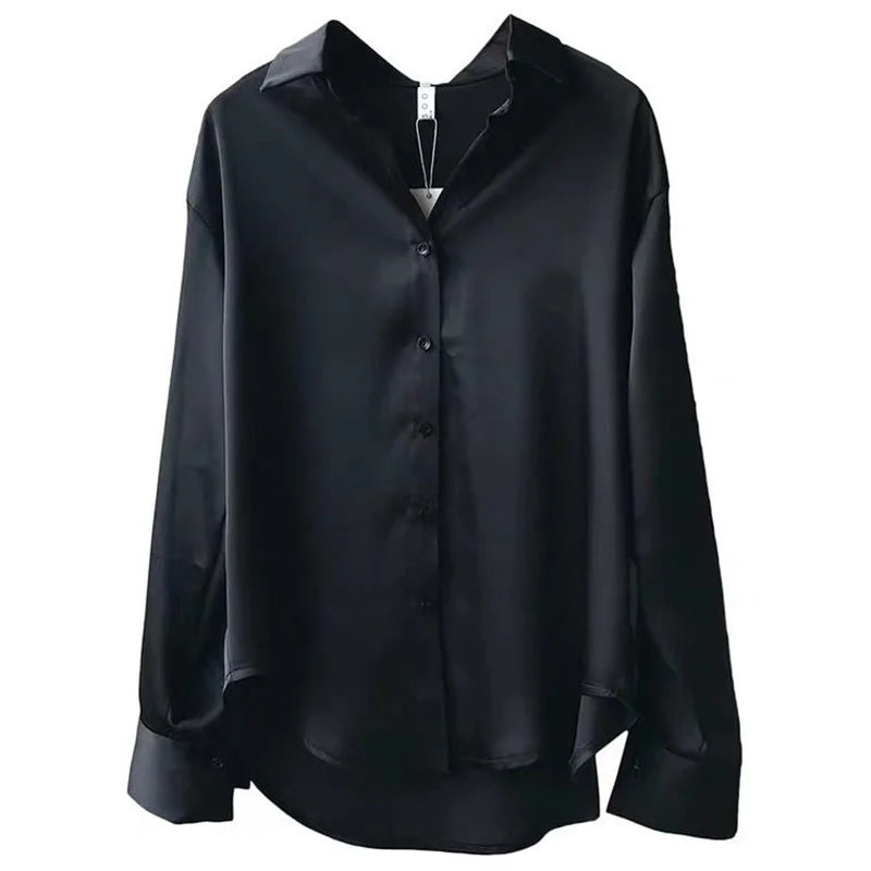 Turn-Down Collar Long Sleeve Blouse | Single Breasted Casual Top
