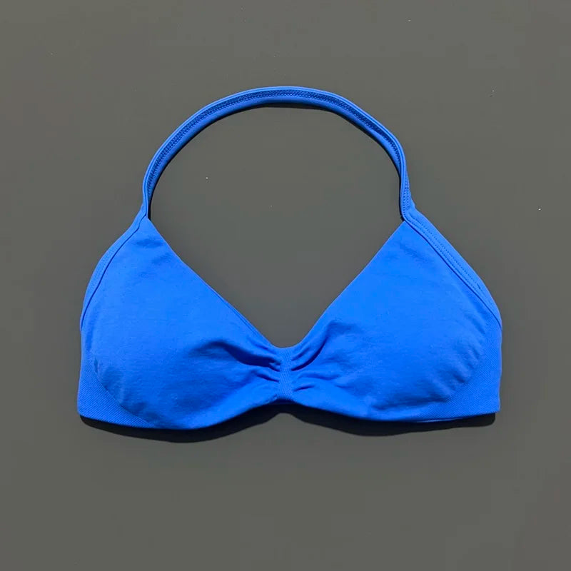 High Support Strappy Sports Bra | Seamless Scrunch Push-Up Yoga Tank
