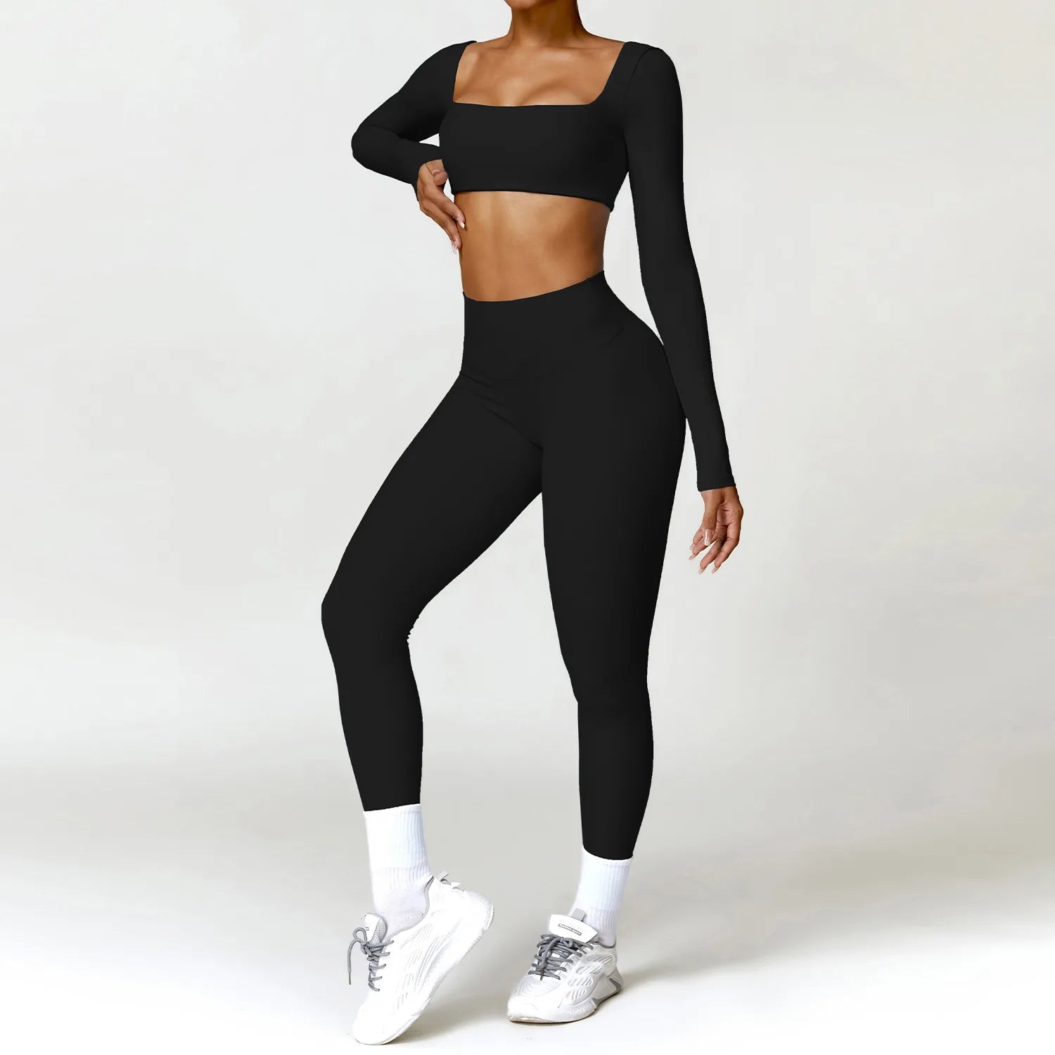 2-Piece Yoga Suit - Quick-Dry Long Sleeve Set