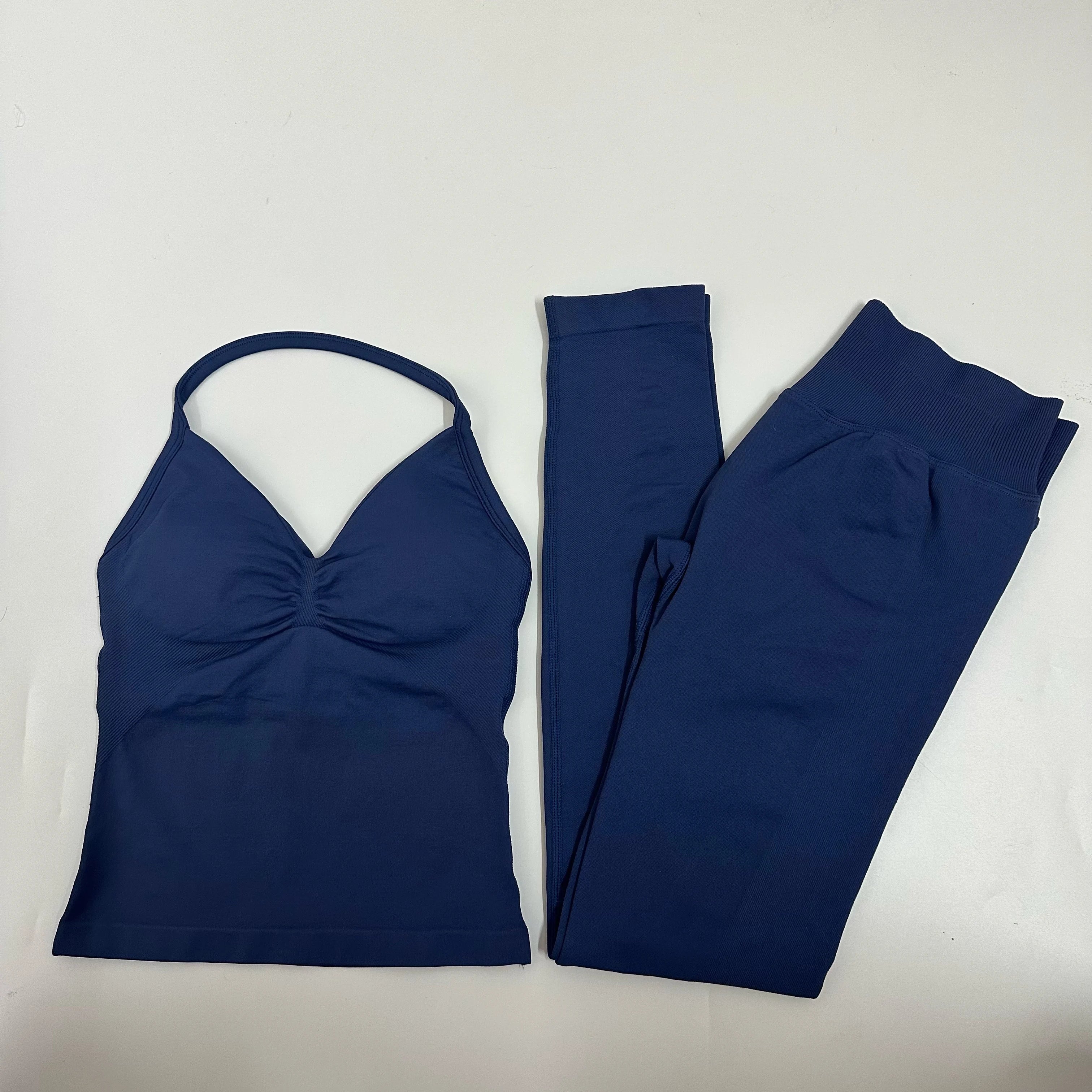 2-Piece Yoga Set - Backless Tank High Waist