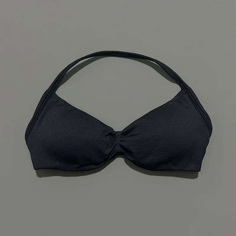 High Support Strappy Sports Bra | Seamless Scrunch Push-Up Yoga Tank