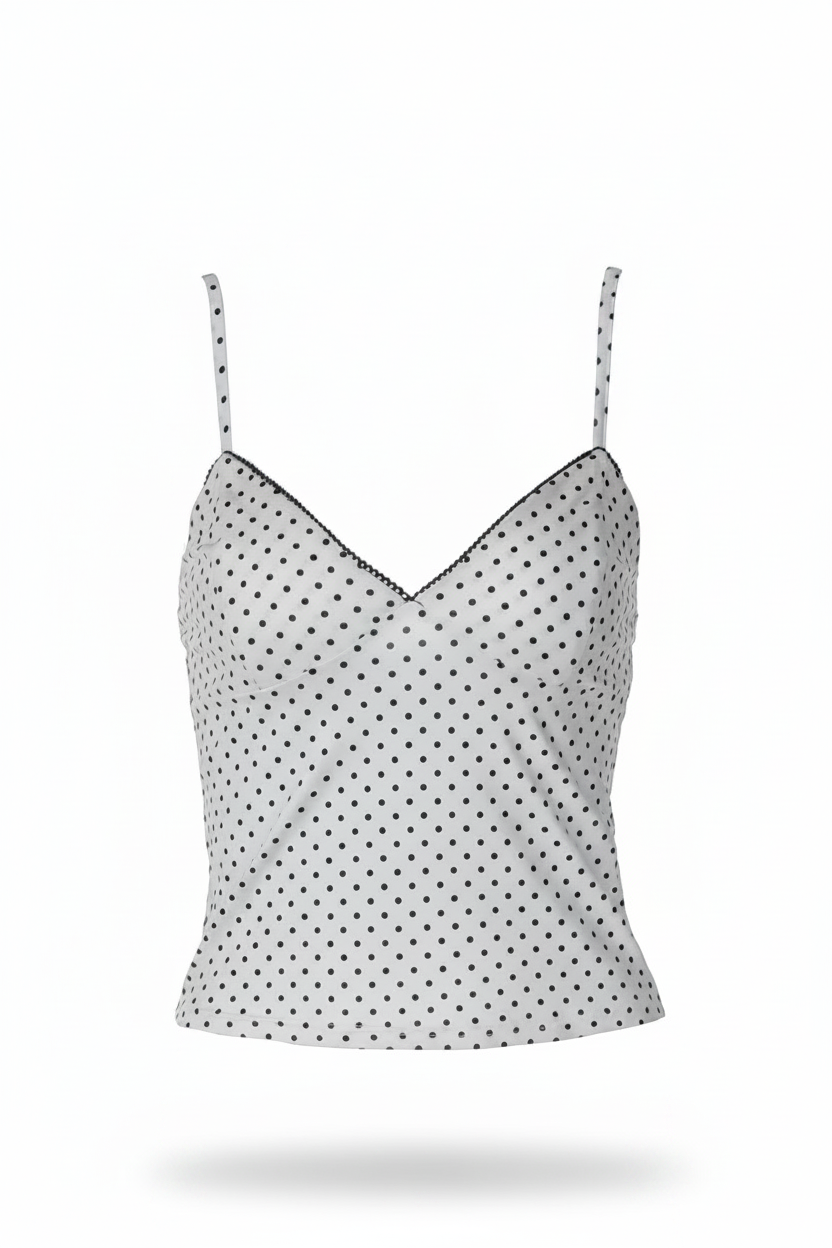 Dulzura Backless Polka Dot Ruffle Camisole | Y2K Party Top