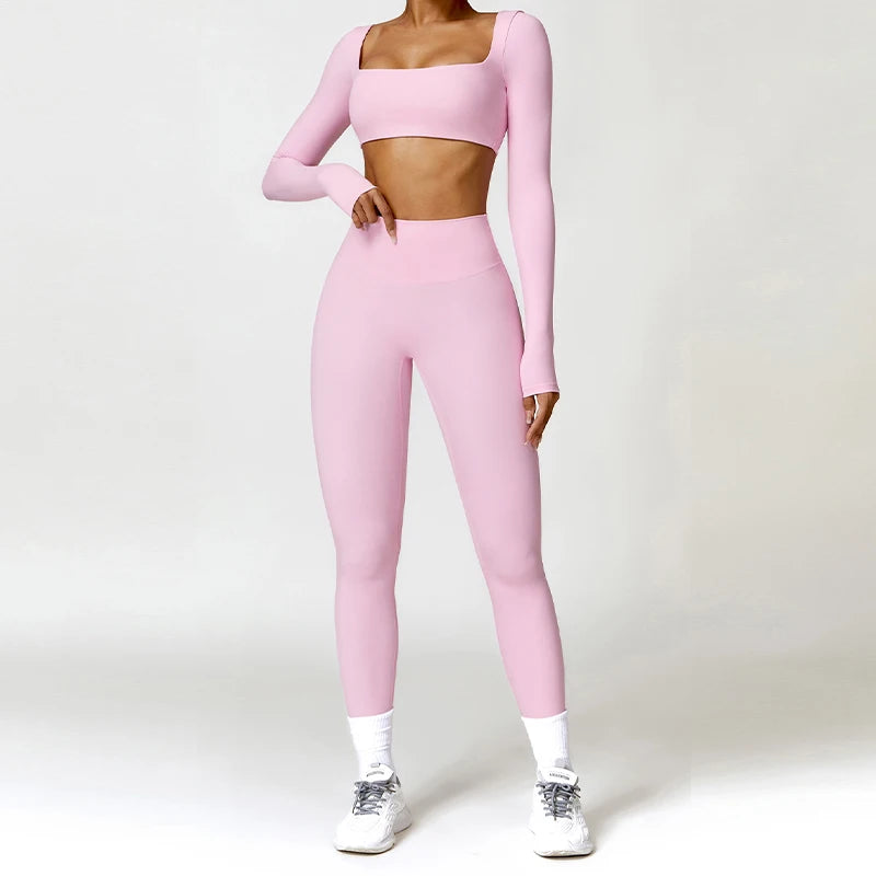 2-Piece Yoga Suit - Quick-Dry Long Sleeve Set
