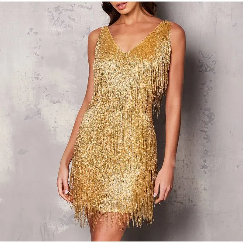 Sequin Feather Mini Dress | Tassel Spaghetti Strap Party Dress