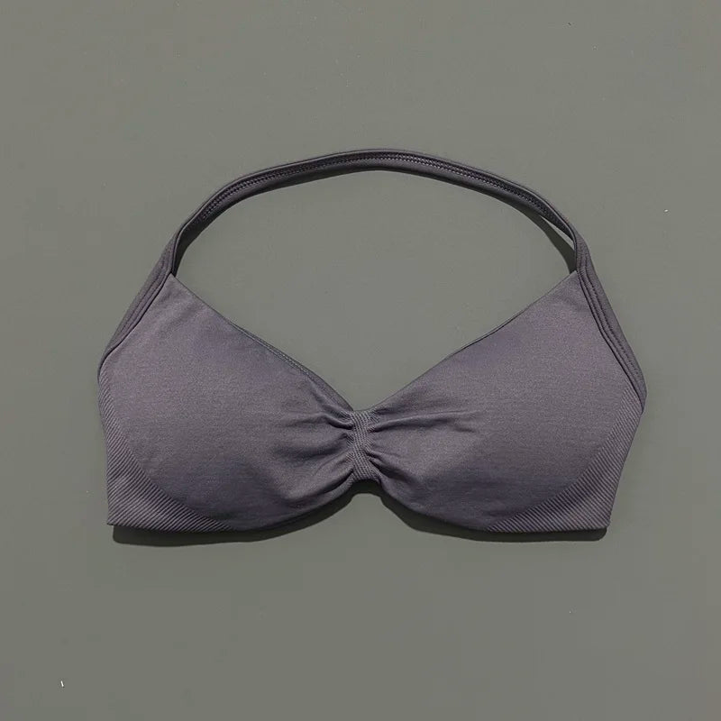 High Support Strappy Sports Bra | Seamless Scrunch Push-Up Yoga Tank