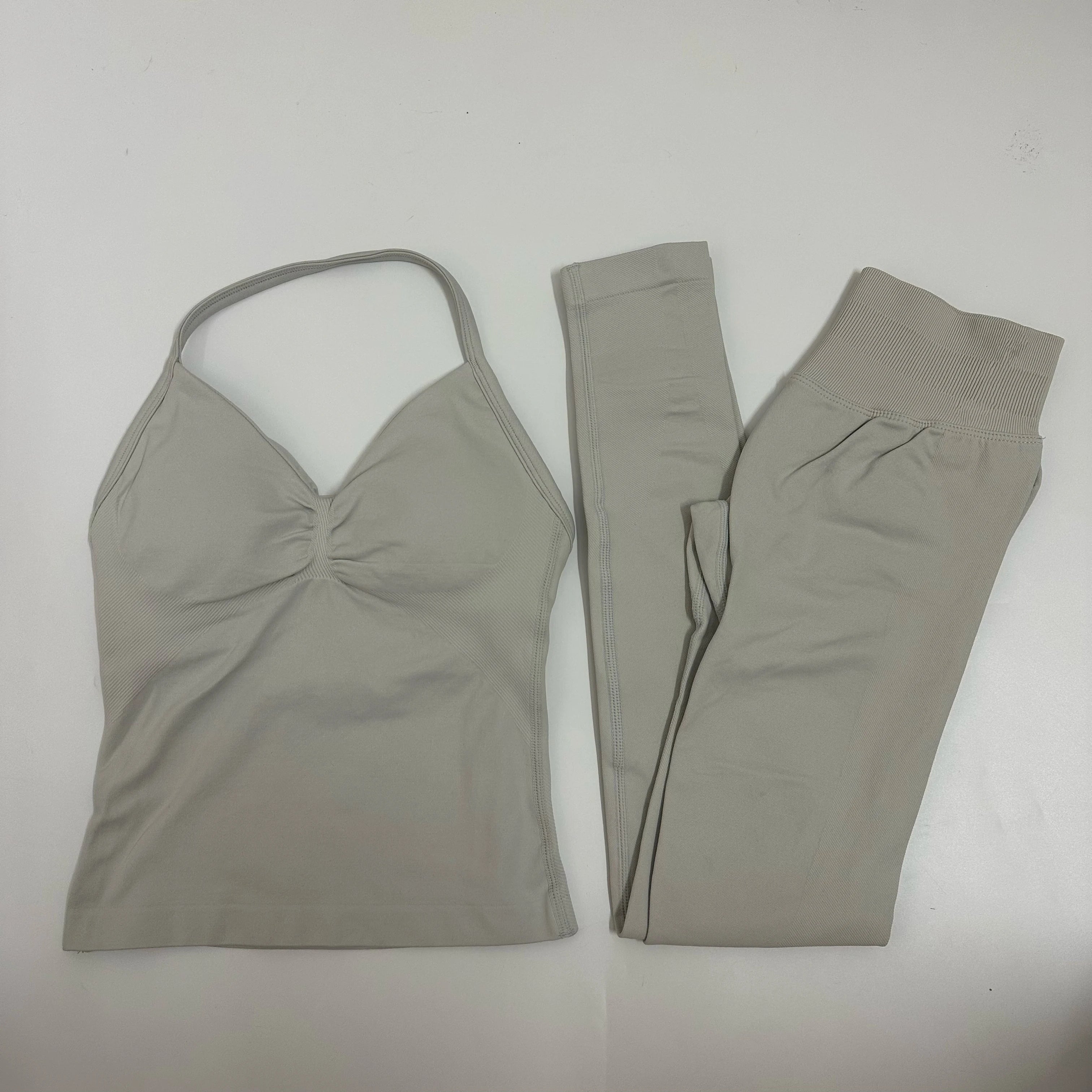2-Piece Yoga Set - Backless Tank High Waist