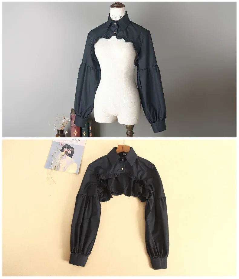 Puff Sleeve Lolita Top | Detachable Ruffled Collar Blouse