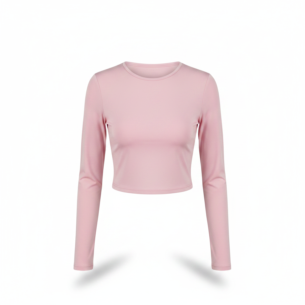 Y2K Long Sleeve Crop Top | O-Neck Skinny Pullover