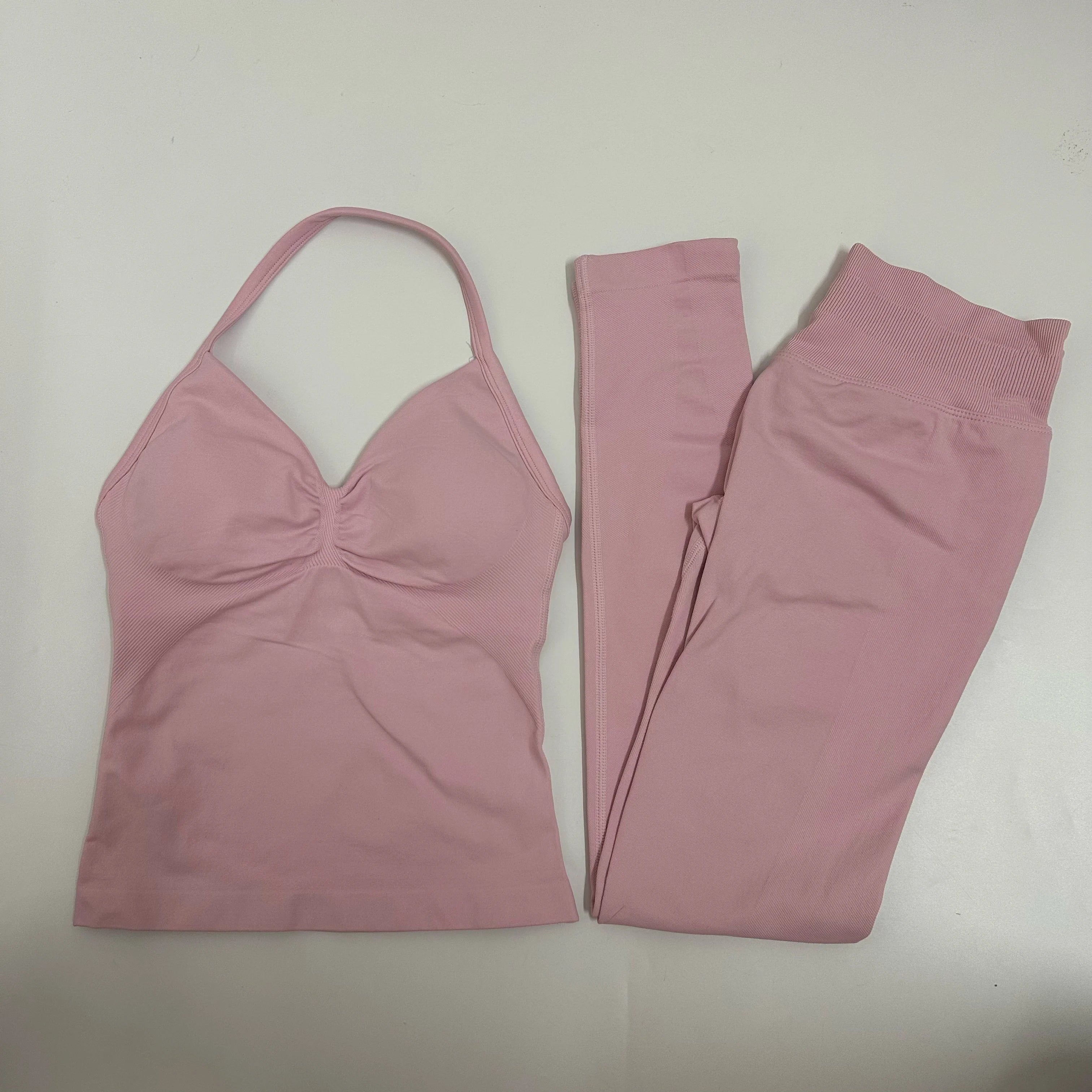 2-Piece Yoga Set - Backless Tank High Waist
