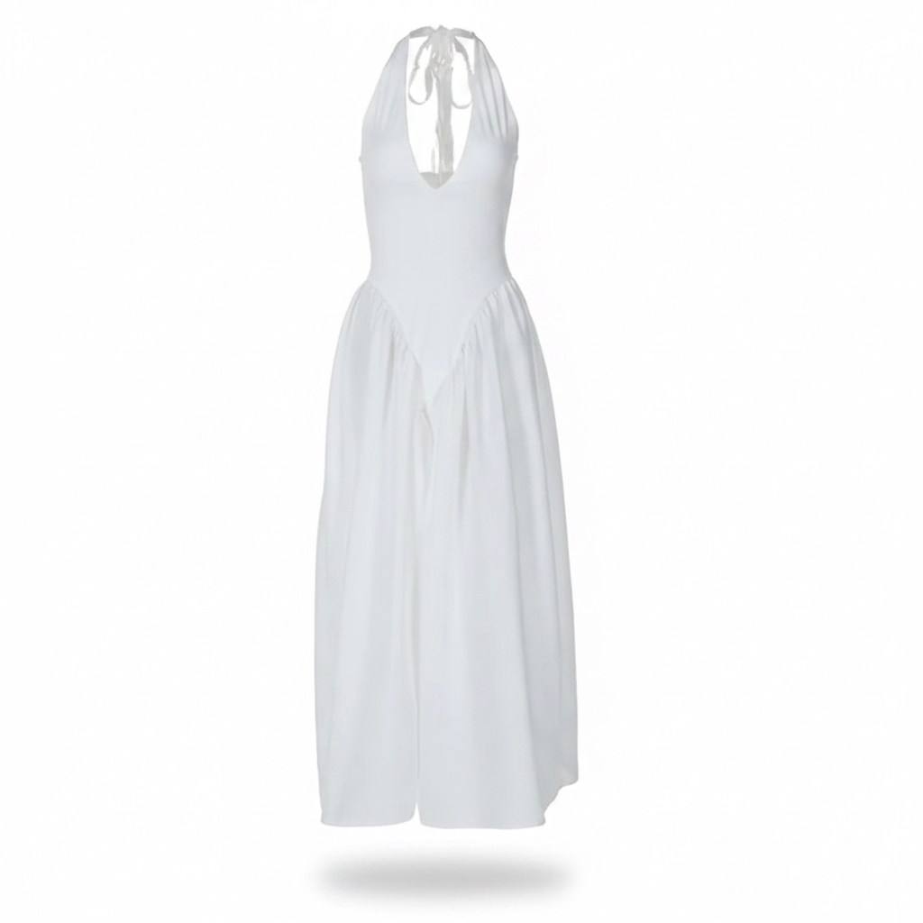 Backless V-Neck Maxi Dress | Sleeveless Sheath Party Gown