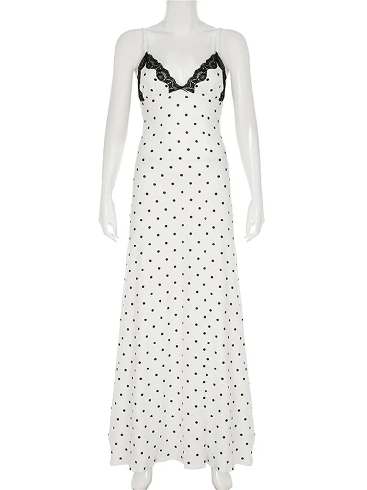Tossy Lace Patchwork Maxi Dress | Backless V-Neck High Waist Contrast Gown