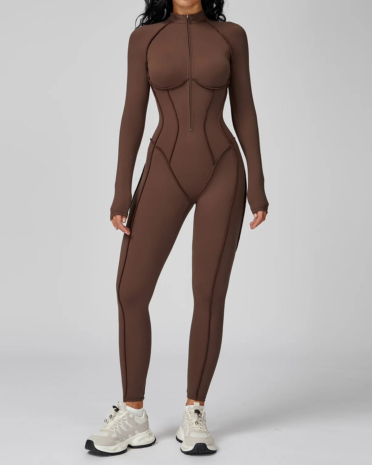 Long Sleeve Zipper Yoga Bodysuit