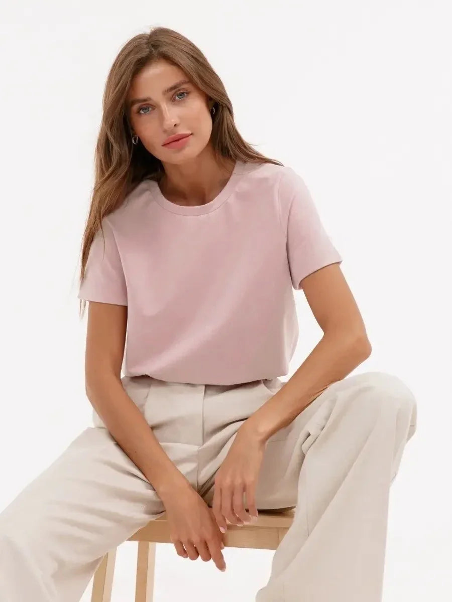 100% Cotton Basic T-Shirt | Loose O-Neck Short Sleeve Casual Tee