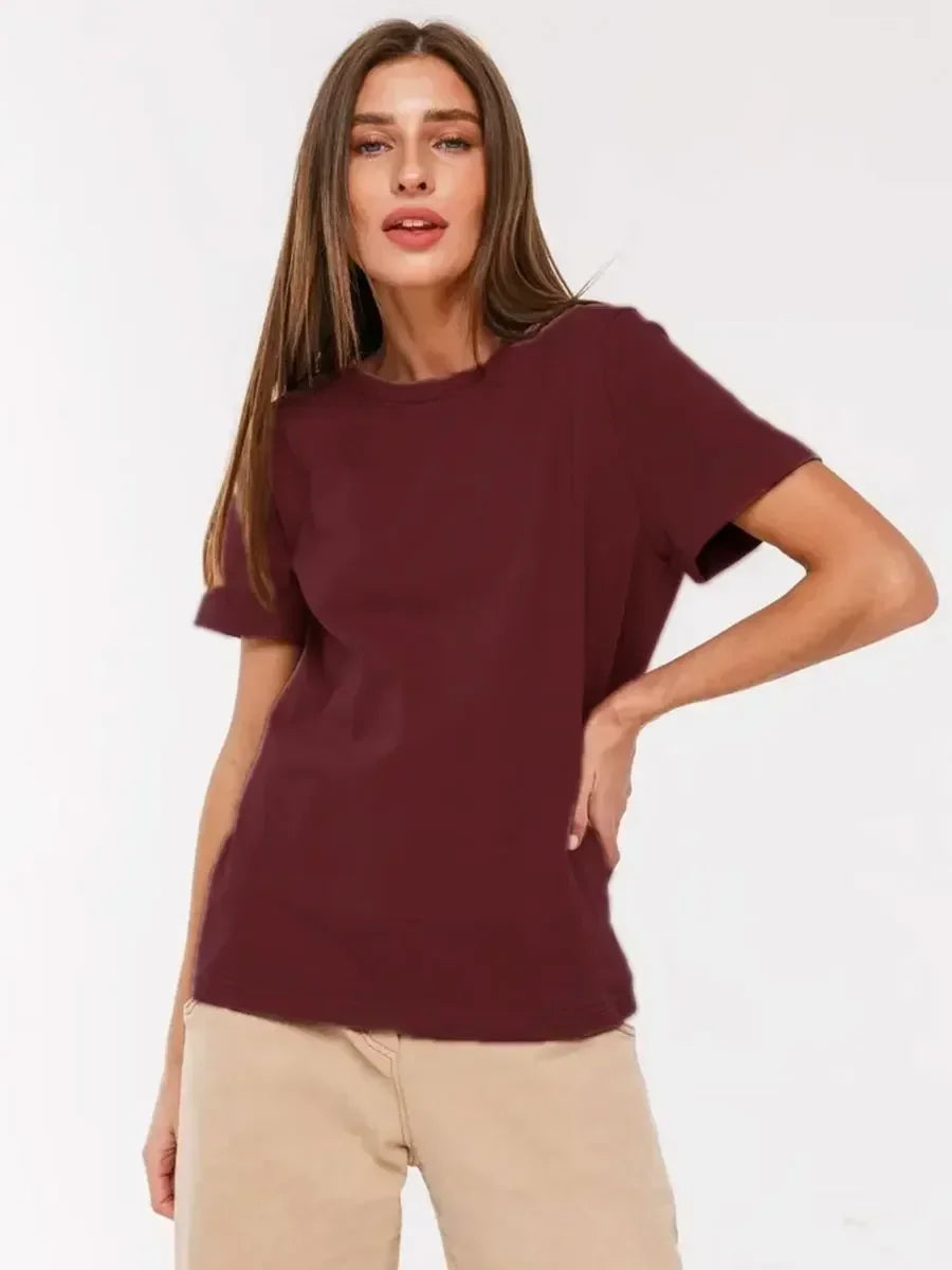100% Cotton Basic T-Shirt - Short Sleeve Loose