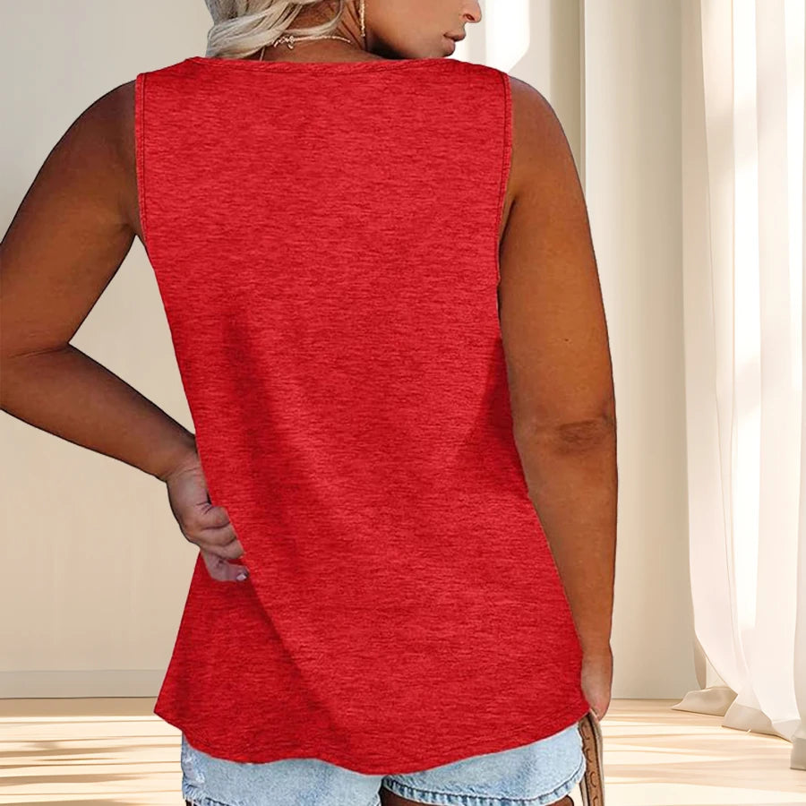 Plus Size Button Detail Tank Top | Sleeveless Elegant Camisole 0XL-8XL
