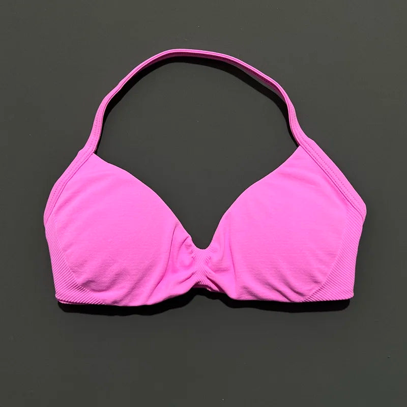 High Support Strappy Sports Bra | Seamless Scrunch Push-Up Yoga Tank