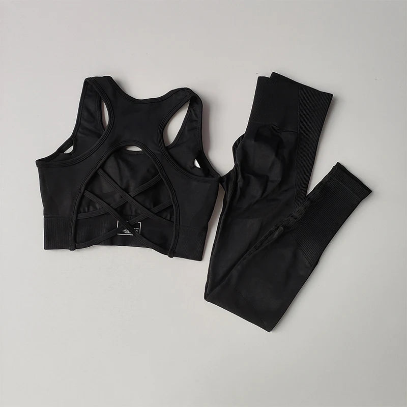 2-Piece Sports Bra Set - Shockproof Fitness