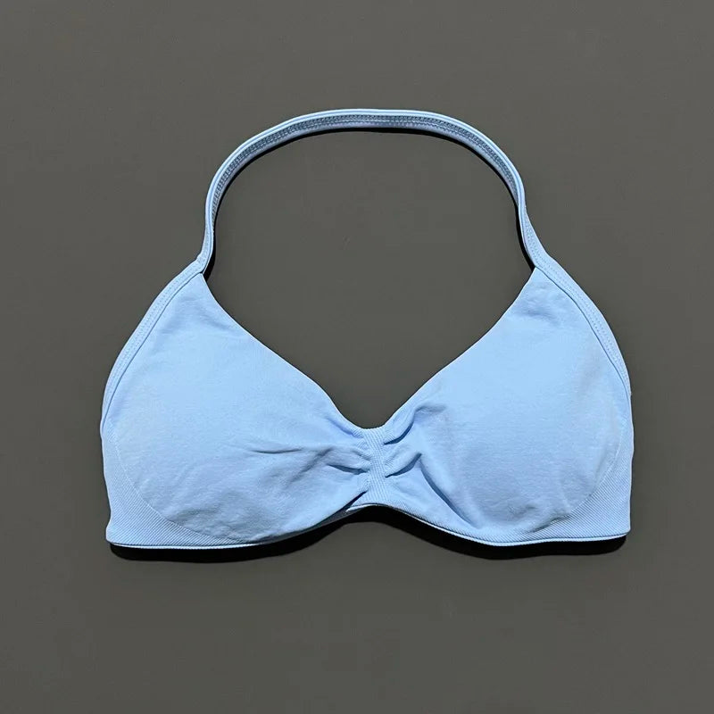 High Support Strappy Sports Bra | Seamless Scrunch Push-Up Yoga Tank