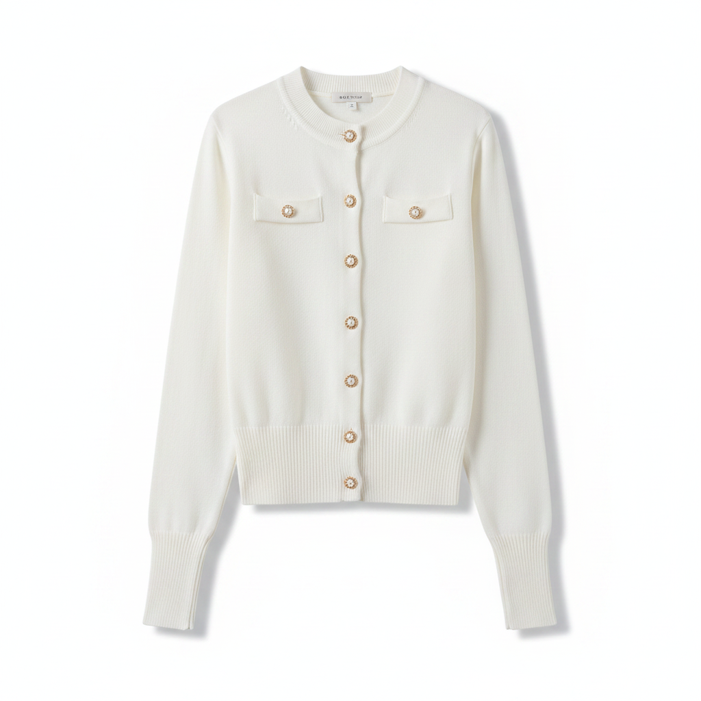 Single Breasted Knit Cardigan | Long Sleeve O-Neck Office Sweater