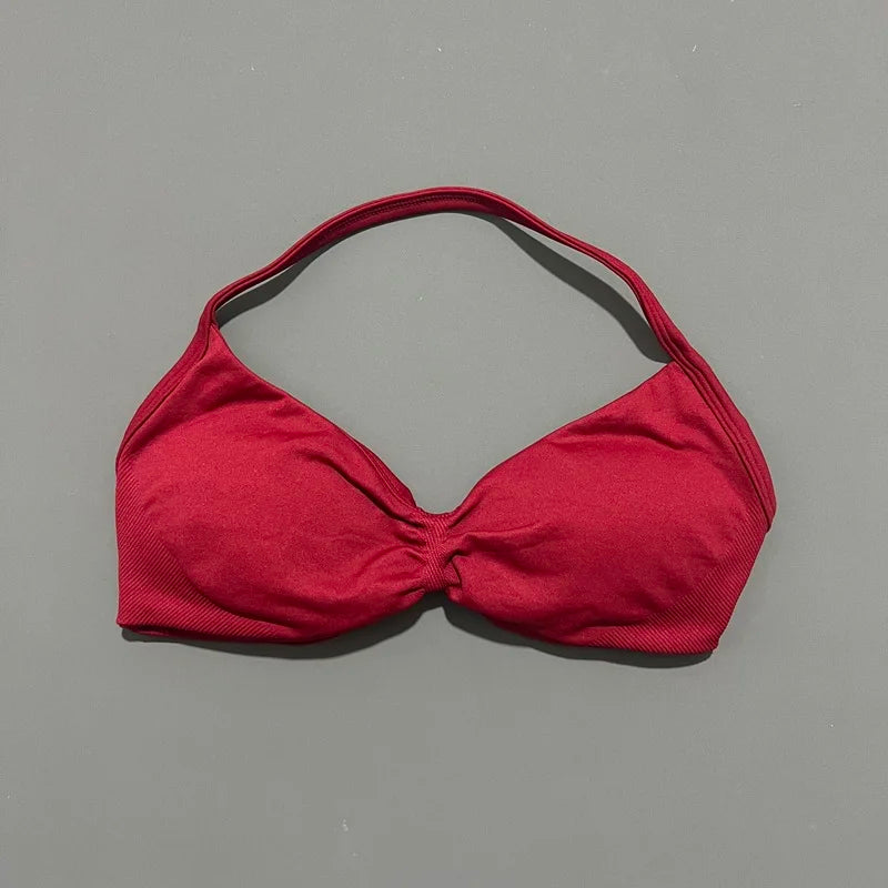 High Support Strappy Sports Bra | Seamless Scrunch Push-Up Yoga Tank