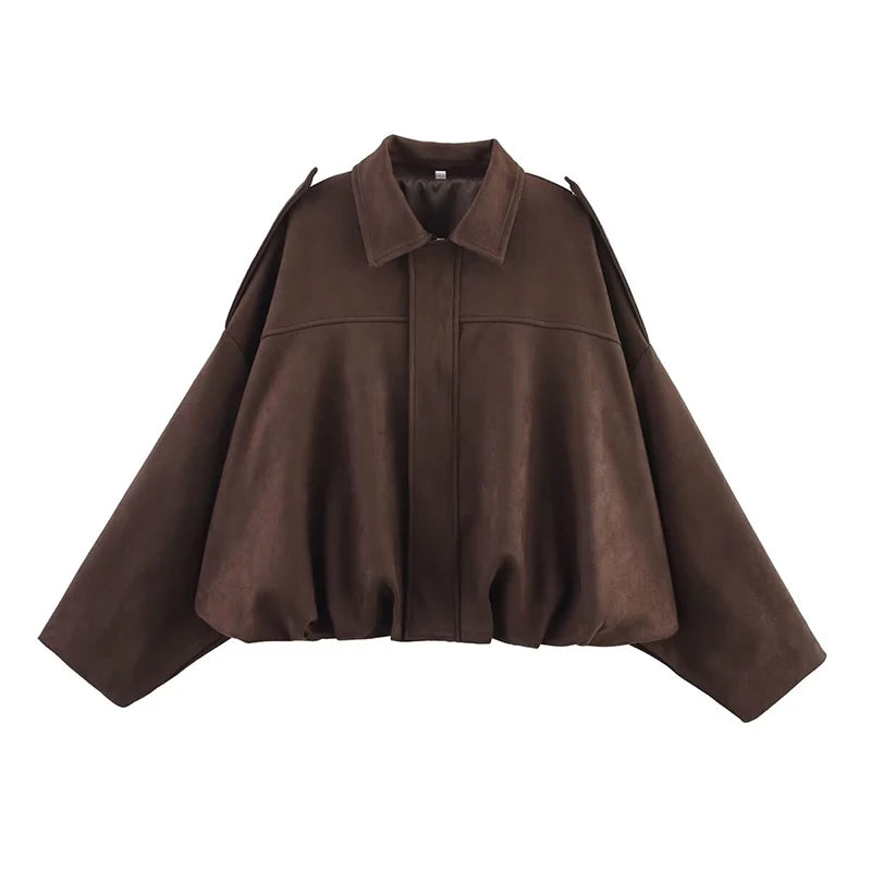 Bomber Jacket - Turn-Down Collar Long Sleeve