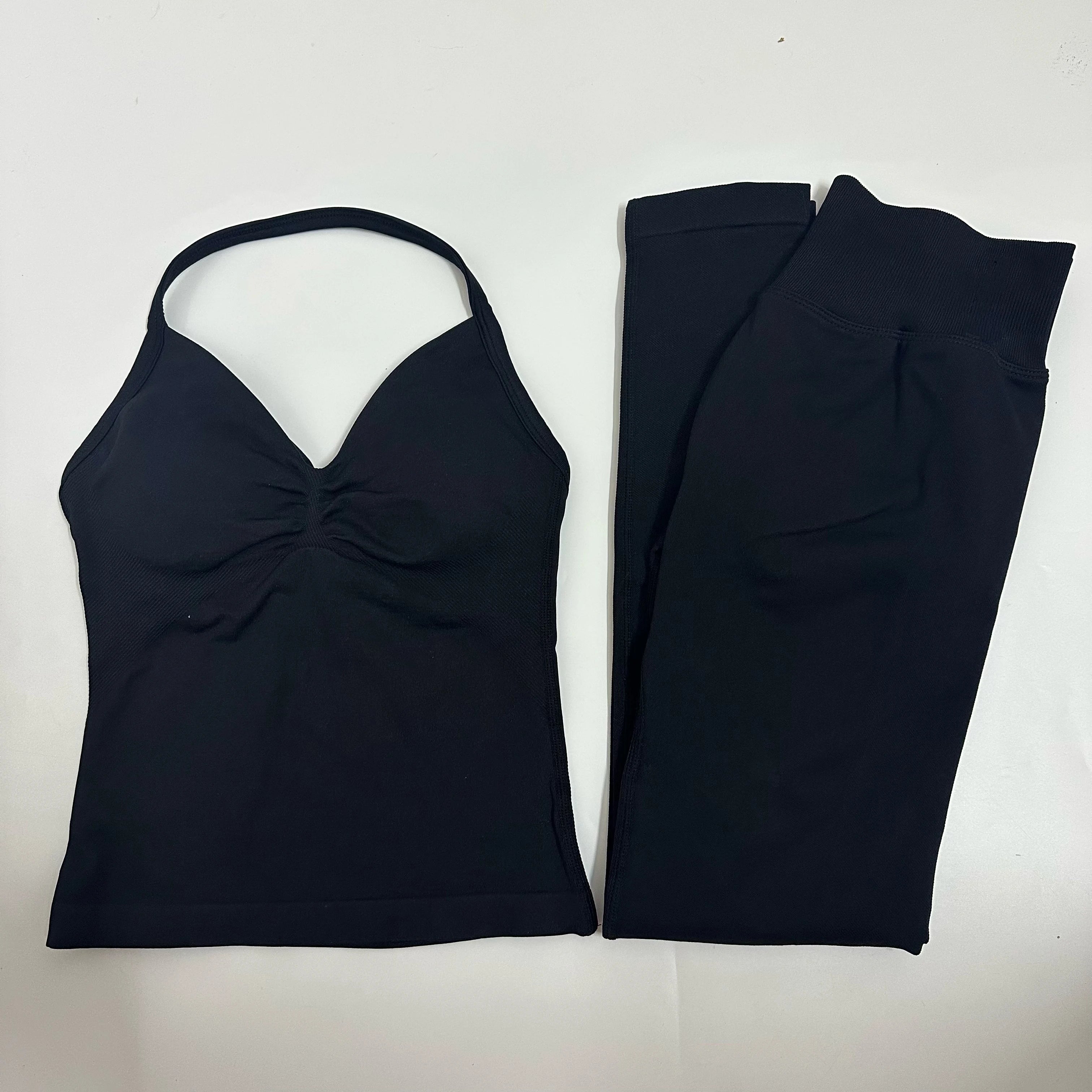 2-Piece Yoga Set - Backless Tank High Waist
