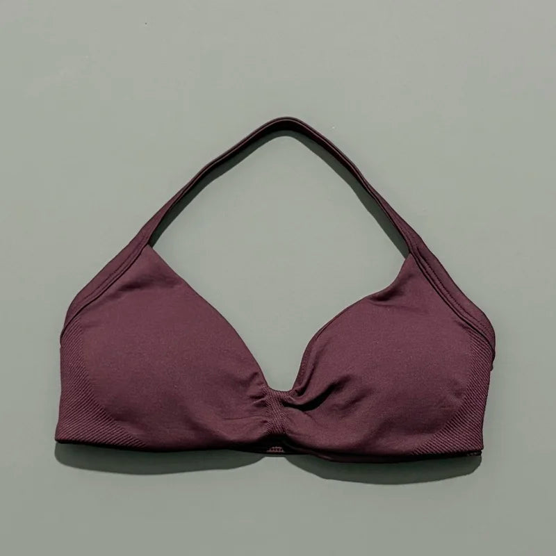 High Support Strappy Sports Bra | Seamless Scrunch Push-Up Yoga Tank