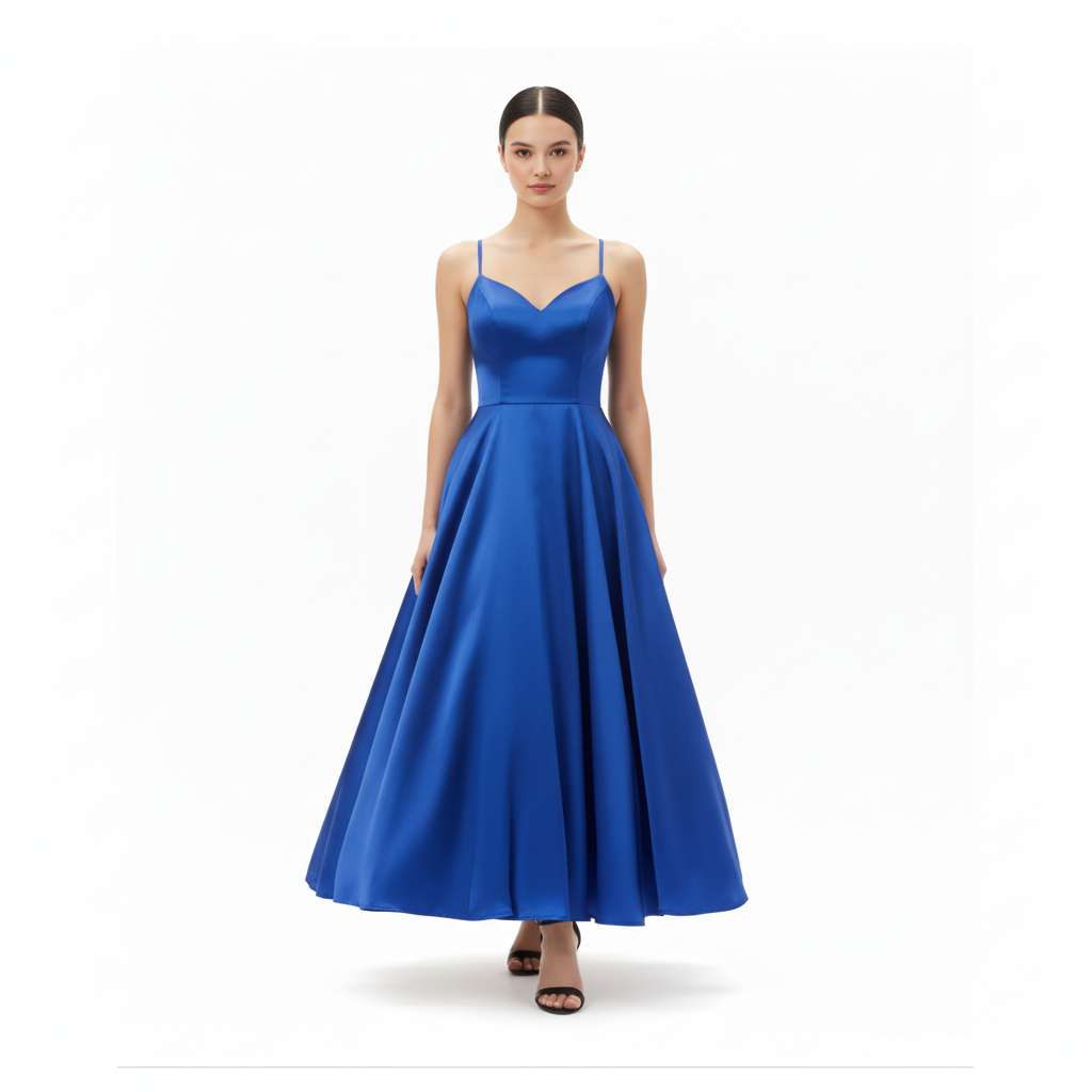 Blue Dress with Feet Visible