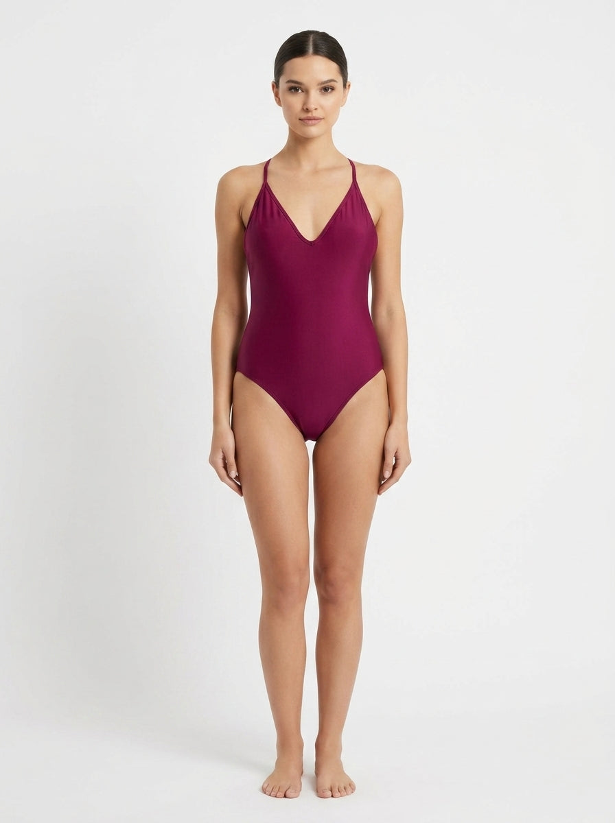 Solid Bodysuit One-Piece Swimsuit