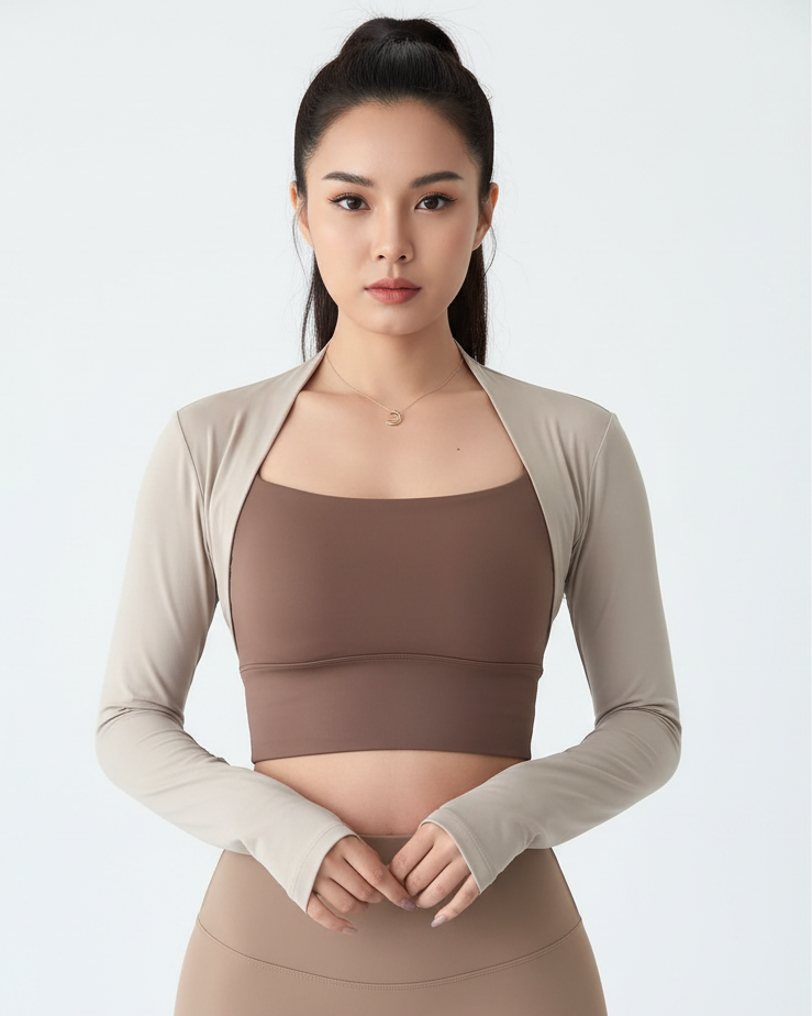 Chest Cushion Long Sleeve Sports Top - Front