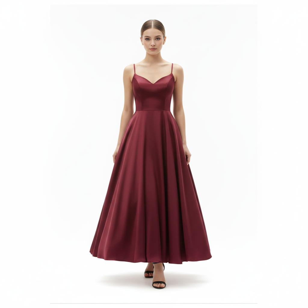 Wine Dress with Feet Visible